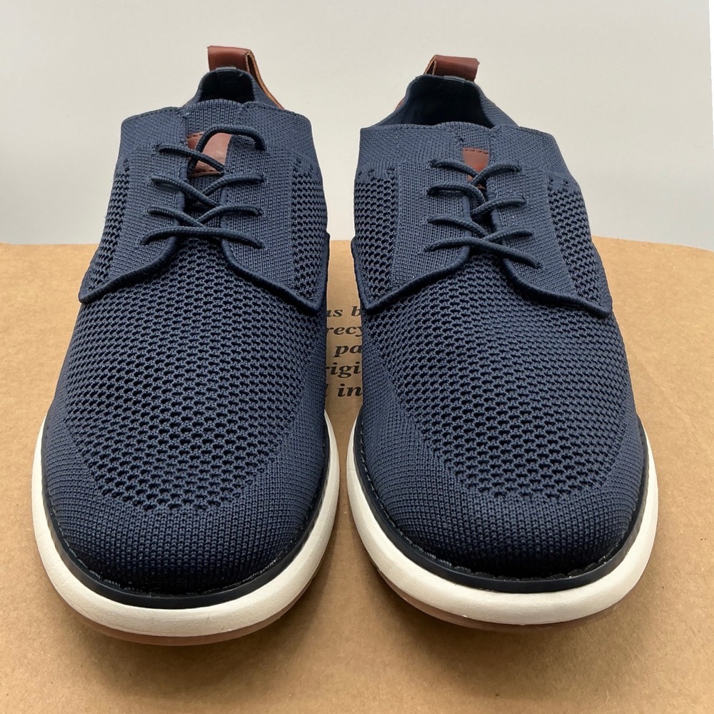 Nordstrom rack Mens Knit Oxford Sneakers Navy Blue Brown Heel Mesh Lace Up 11M